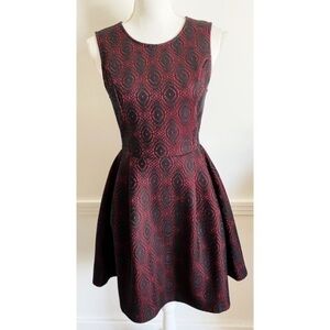 Miami • Burgundy Black Lace Fit Flare Dress